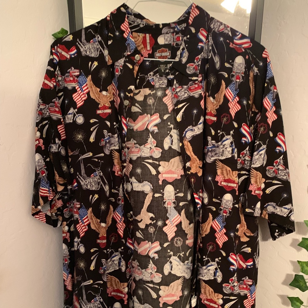 harley davidson button down shirt